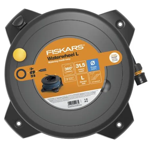 I lager Solid Waterwheel Fiskars Slangvinda L, 13 mm, med 30 m slang