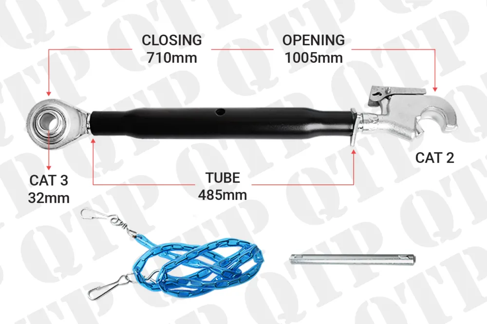 Heavy Duty Top Link Cat 3 / 2 Ball Hook 485mm Endast denna vecka