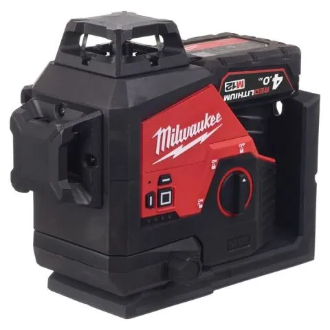 Handla nu M12 3PL-401C Milwaukee Korslaser grön, med batteri och laddare