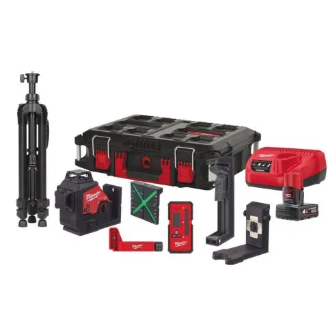 Outlet M12 3PLKIT-401P Milwaukee Korslaser grön, med batteri och laddare