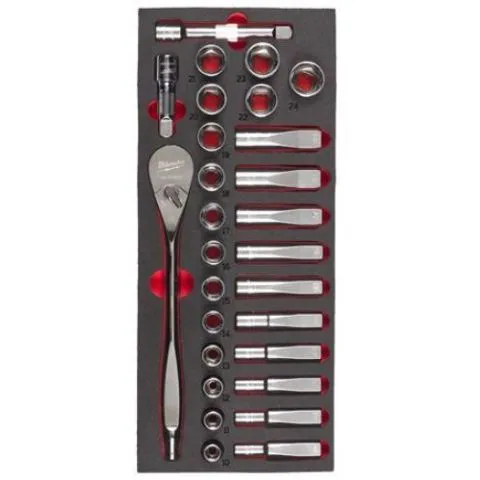 Extra rabatt 4932479826 Steel Storage Milwaukee Hylsnyckelsats 28 delar, 1/2"