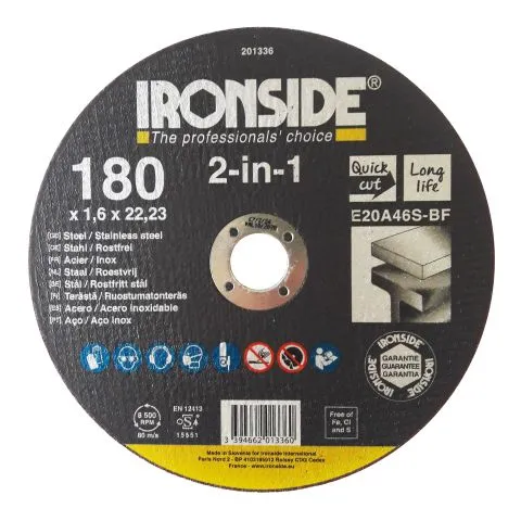 201336 Ironside Kapskiva 180 mm, F41, E20A, 2in1 180x1.6x22 mm Erbjudandepris