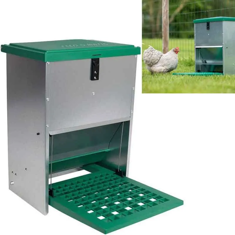 Foderautomat 12 kg metall till höns och andra fjäderfä Sänkt pris