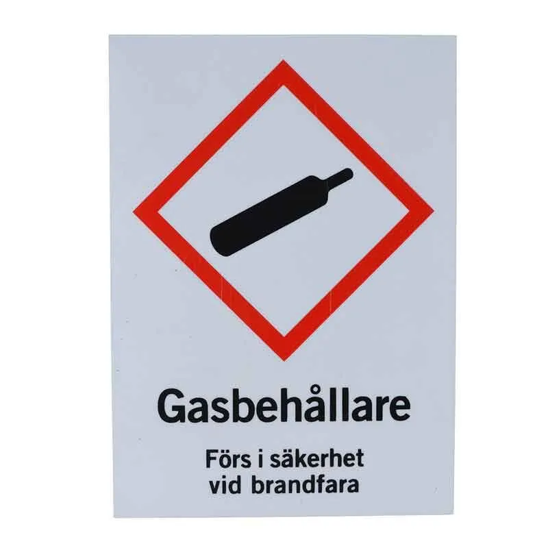 Beställ idag Skylt Gasbehållare