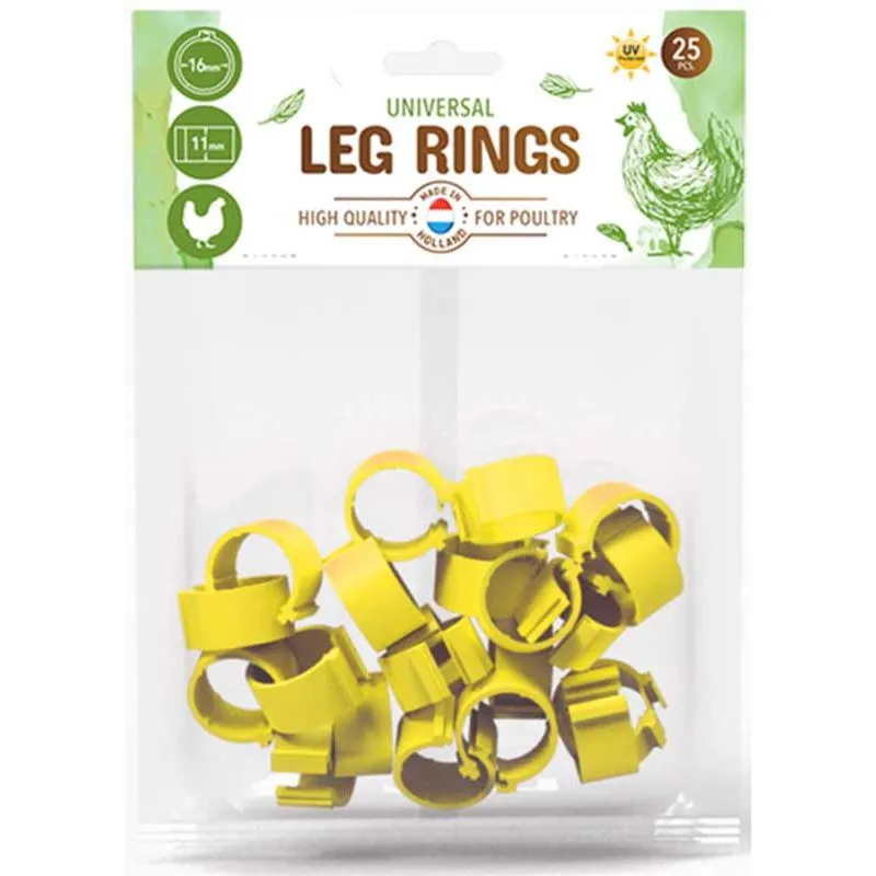 Snabb leverans 25 st. Hönsringar, märkringar Gula 16 mm