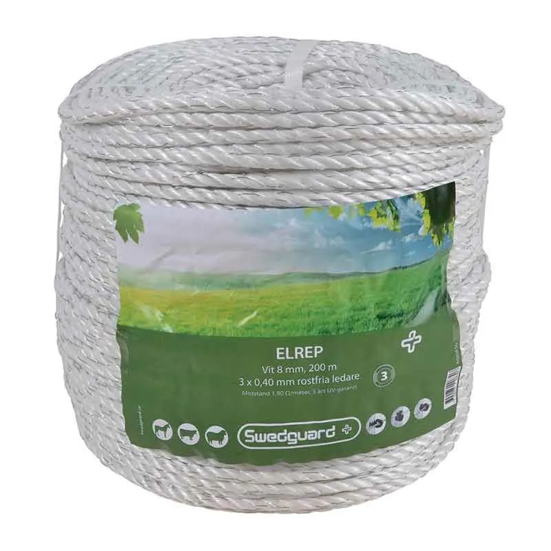 Begränsat erbjudande Elrep + 8 mm vit 200 m 3x0,4 tross