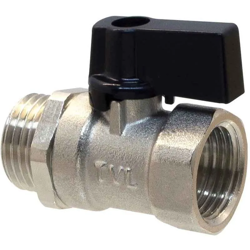 Kulventil mini 1/4" inv/inv PN20 svart vred Endast idag