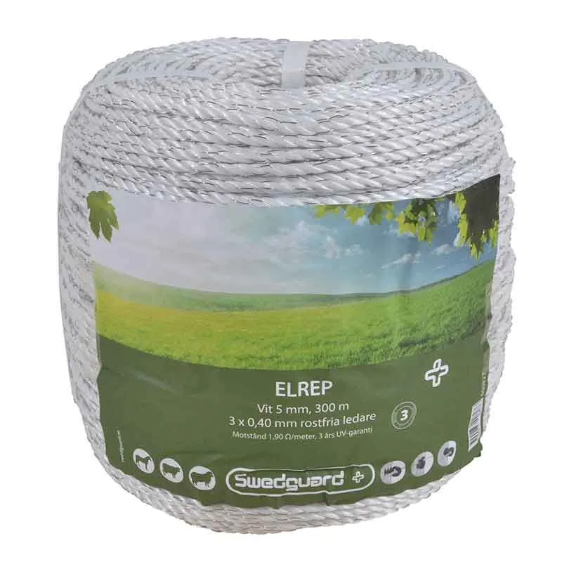 Erbjudande Elrep + 5 mm vit 300 m 3x0,4 Tross Swedguard